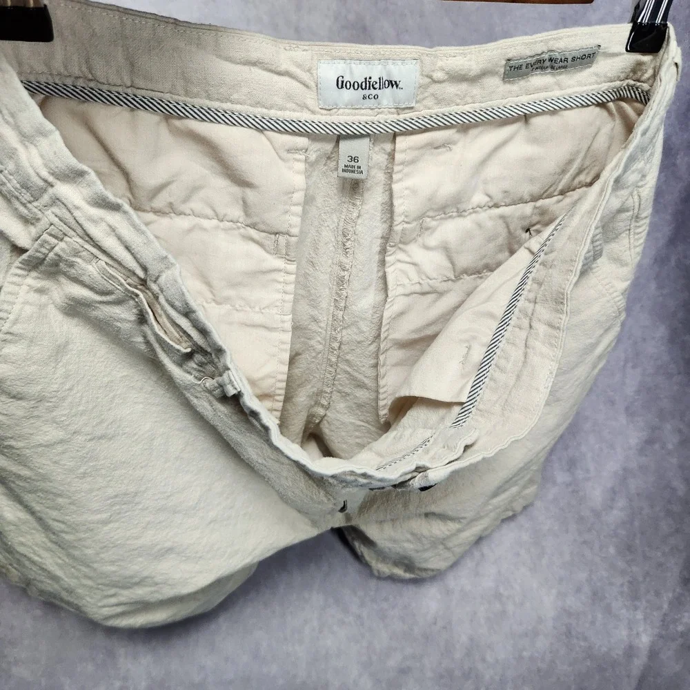 Goodfellow & Co Mens 36 Every Wear Linen Cotton Blend Shorts Beige 9 Inseam